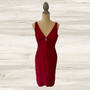 Red Knee length dress. Size 12.